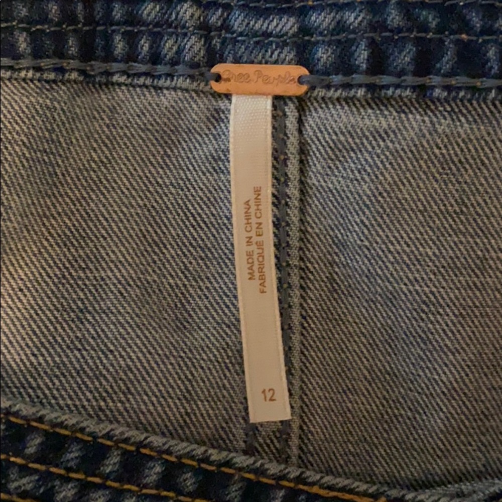 Free People Denim Midi Skirt Button Front Sz 12 - Picture 5 of 6